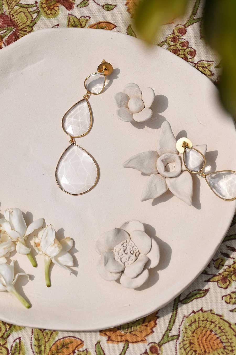 Amaya Gold Plated Long Drop Earrings