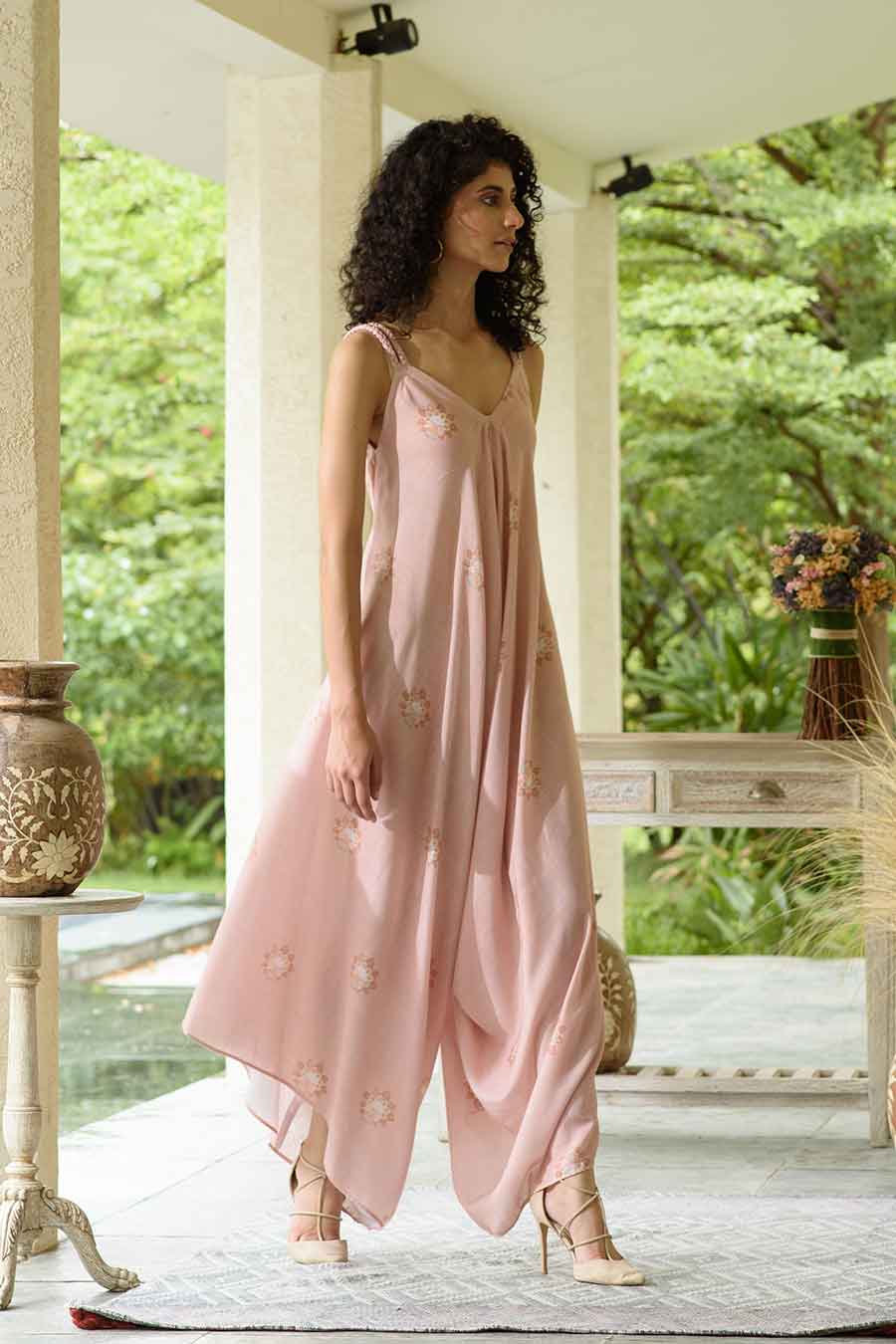 Coral Printed Palazzo Jumpsuit