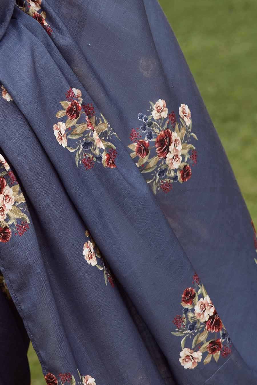 Persian Blue Lungi Saree & Top Set