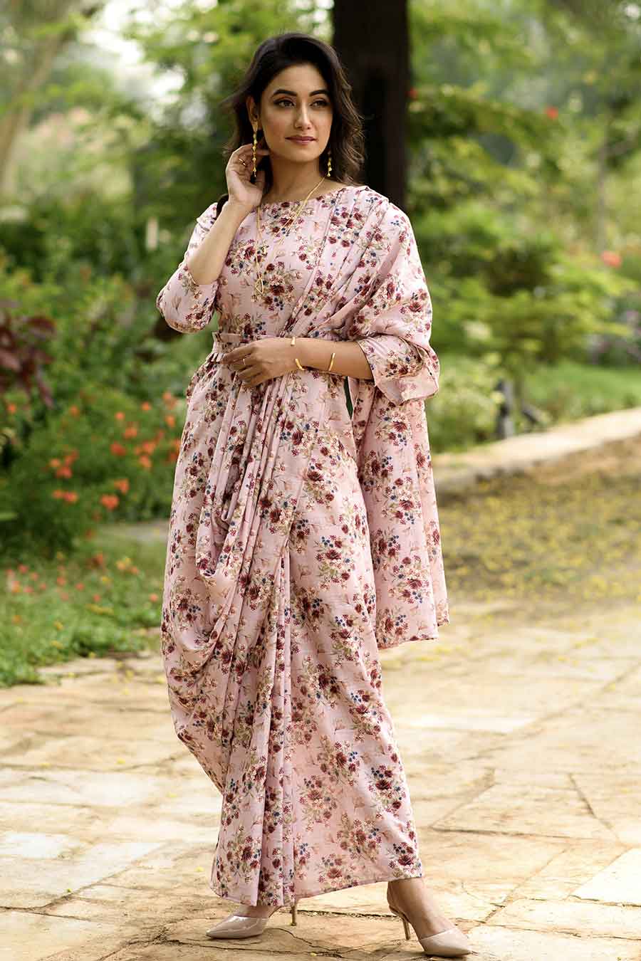 Carnation Pink Saree Dress