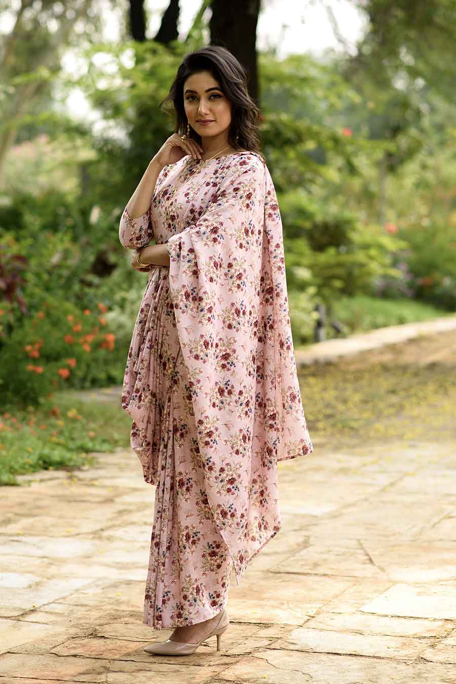 Carnation Pink Saree Dress