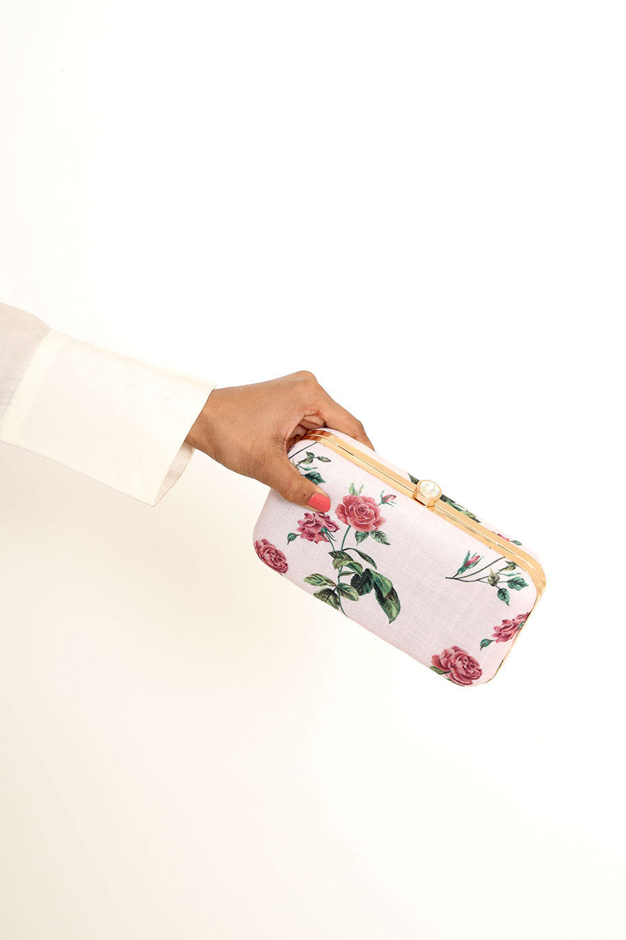 Soft Pink Berry Floral Clutch