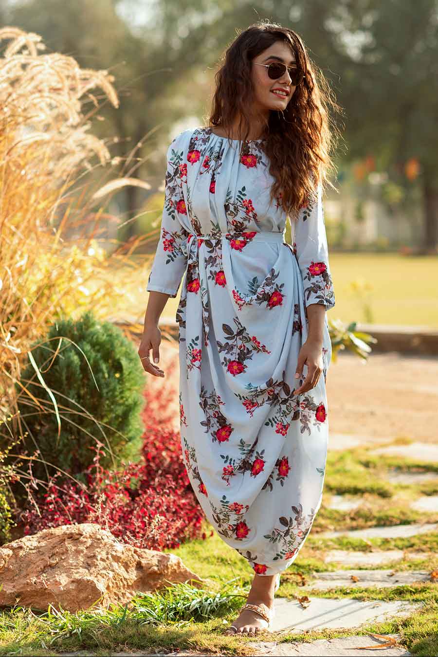 Blush Blue Double Draped Dress