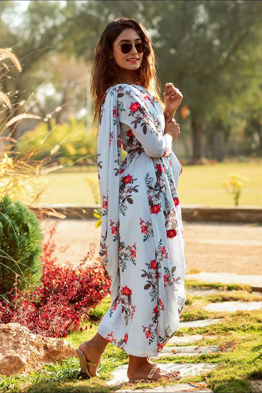 Blush Blue Double Draped Dress