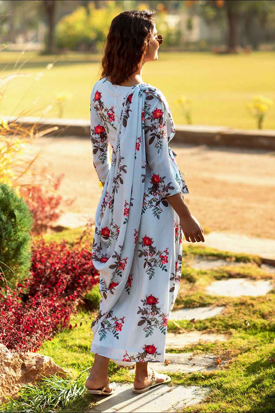 Blush Blue Double Draped Dress