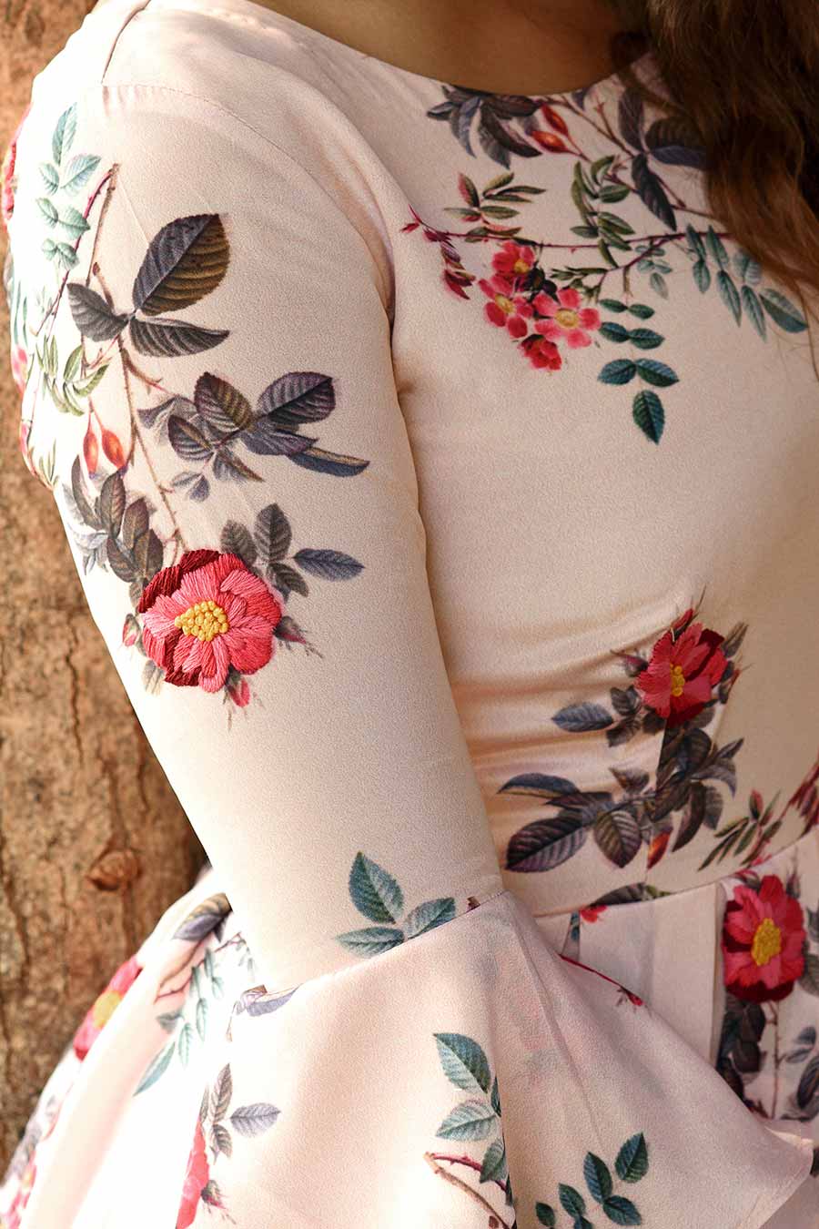 Peach Embroidered Kurta & Dhoti Set