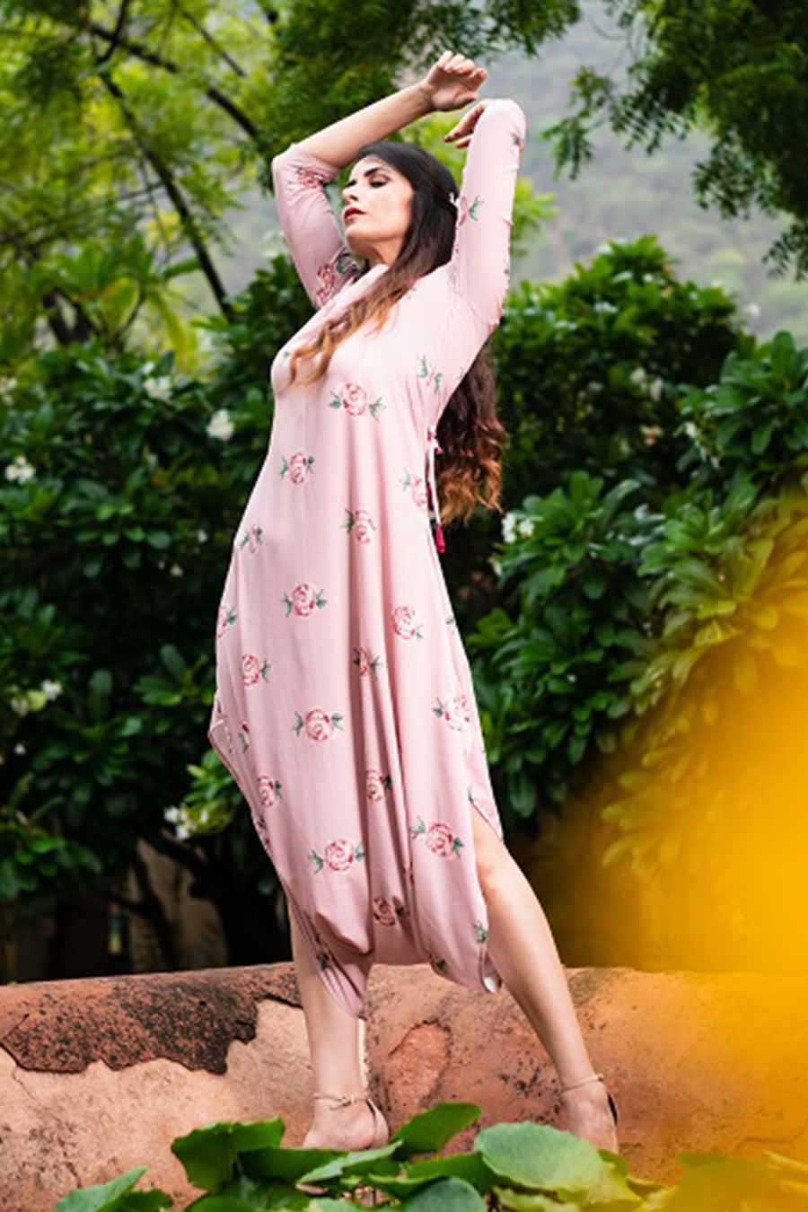 Pink Sand Dhoti Jumpsuit