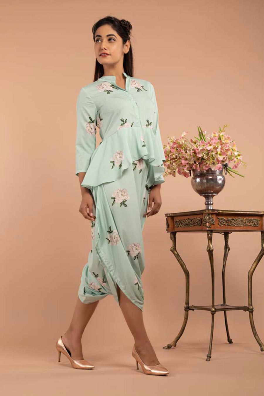 Adriatic Mist Peplum Dhoti Jumpsuit