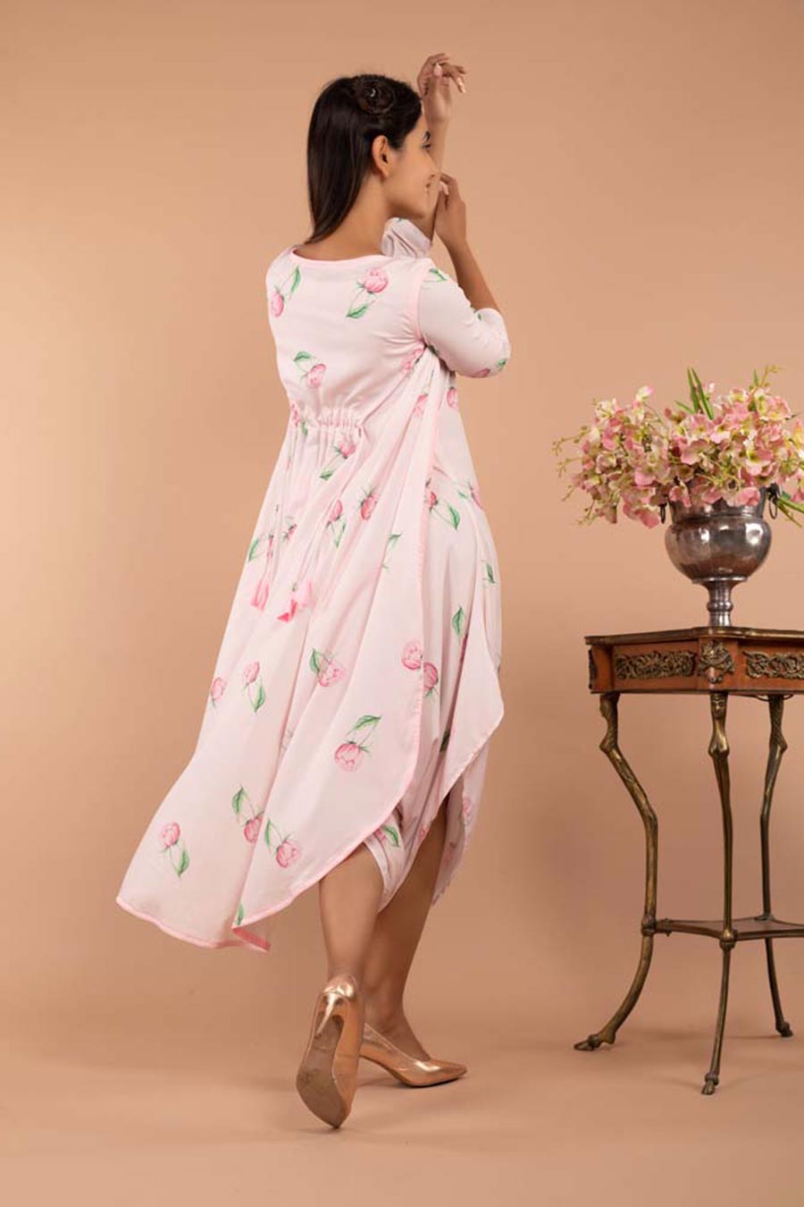 Light Pink Dhoti Jumpsuit & Cape Set