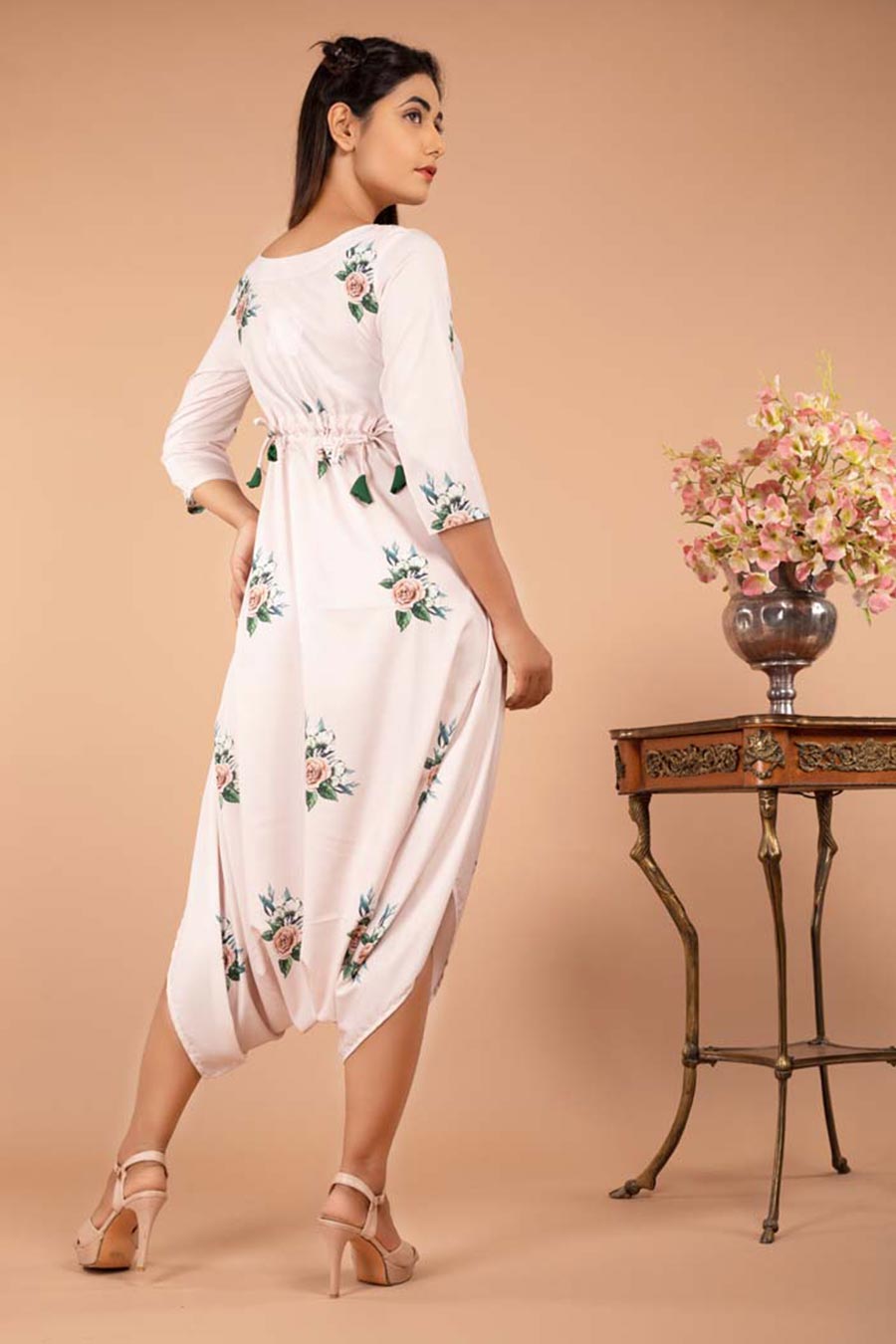Pink Floral Print Dhoti Jumpsuit