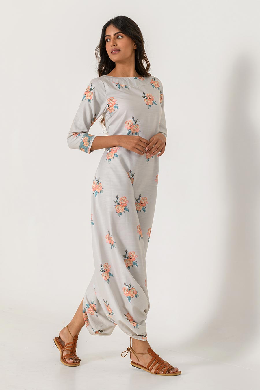 Green Printed Dhoti Jumpsuit