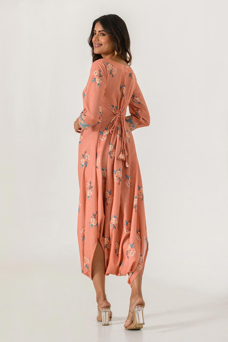 Orange Printed Dhoti Jumpsuit