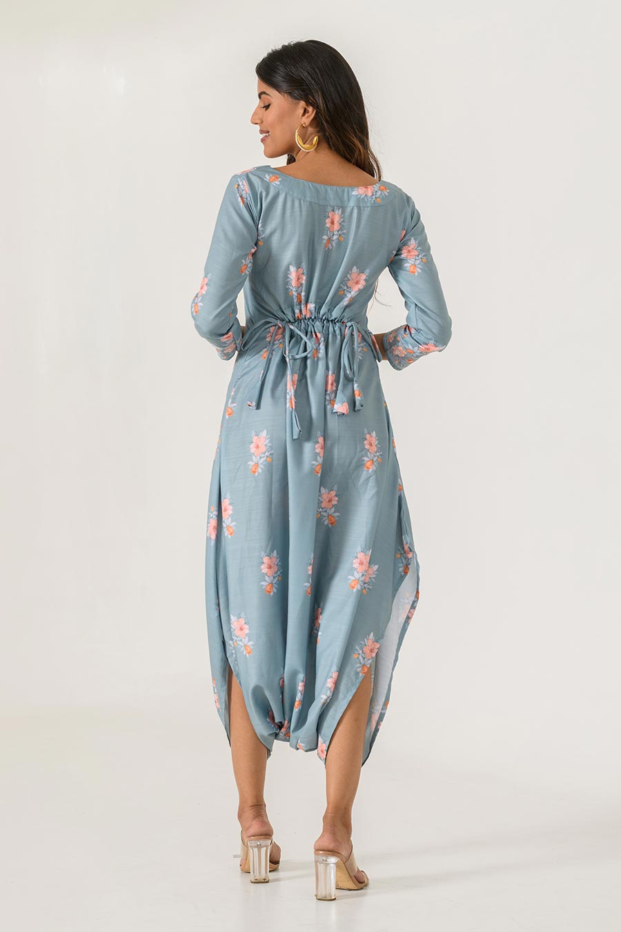 Blue Printed Dhoti Jumpsuit