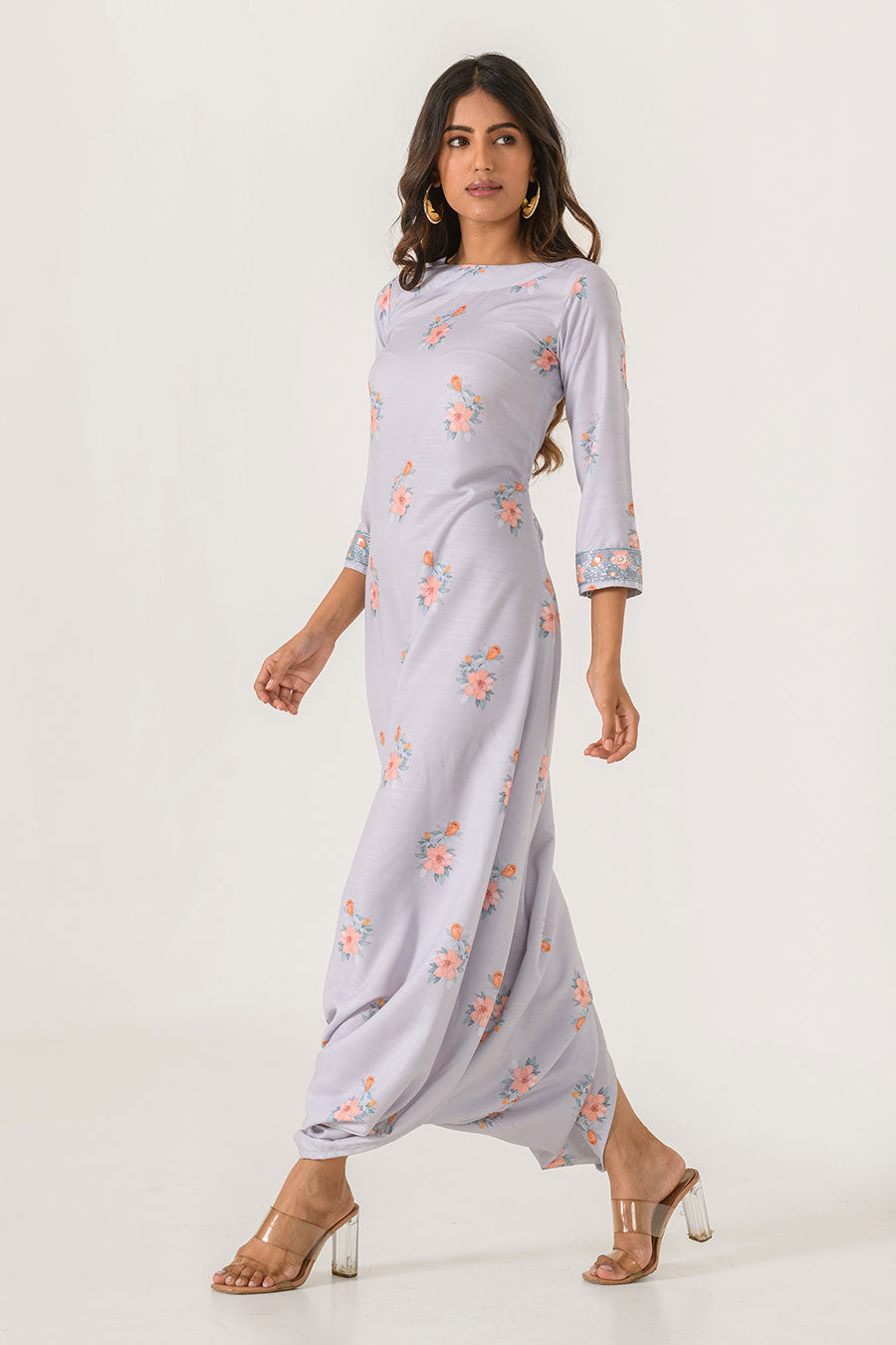 Grey Printed Dhoti Jumpsuit