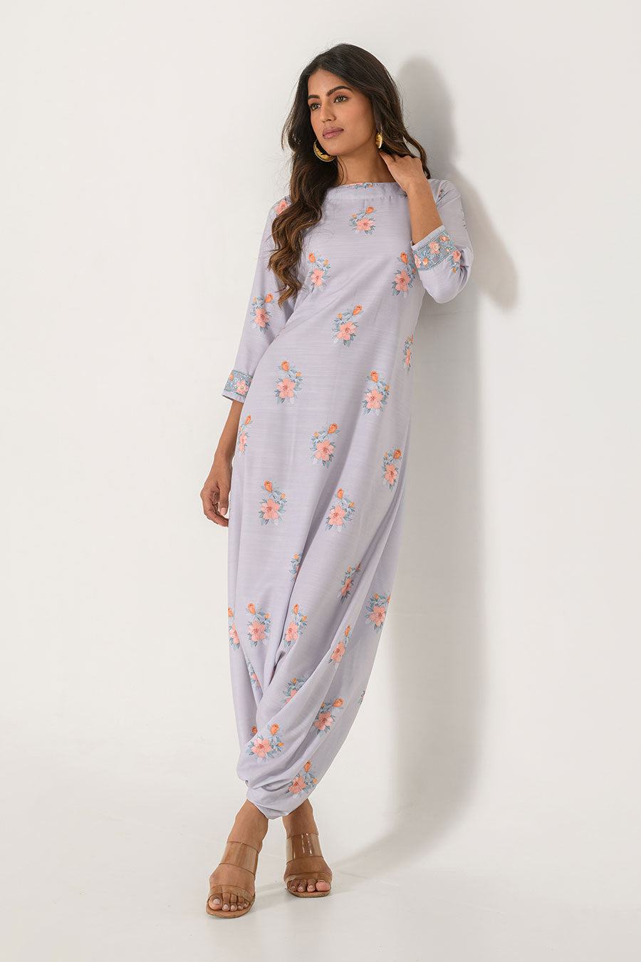 Grey Printed Dhoti Jumpsuit