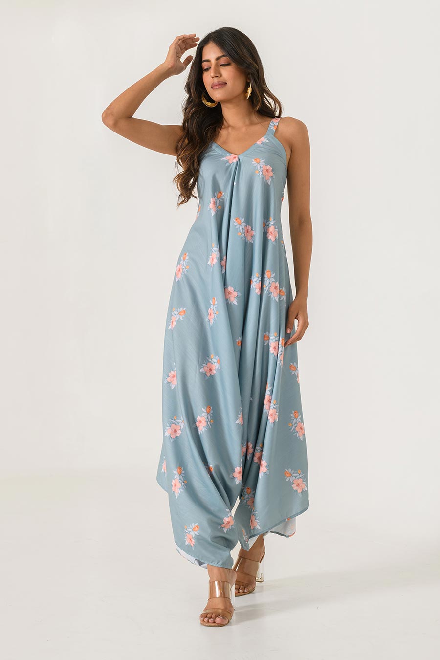 Blue Printed Palazzo Jumpsuit