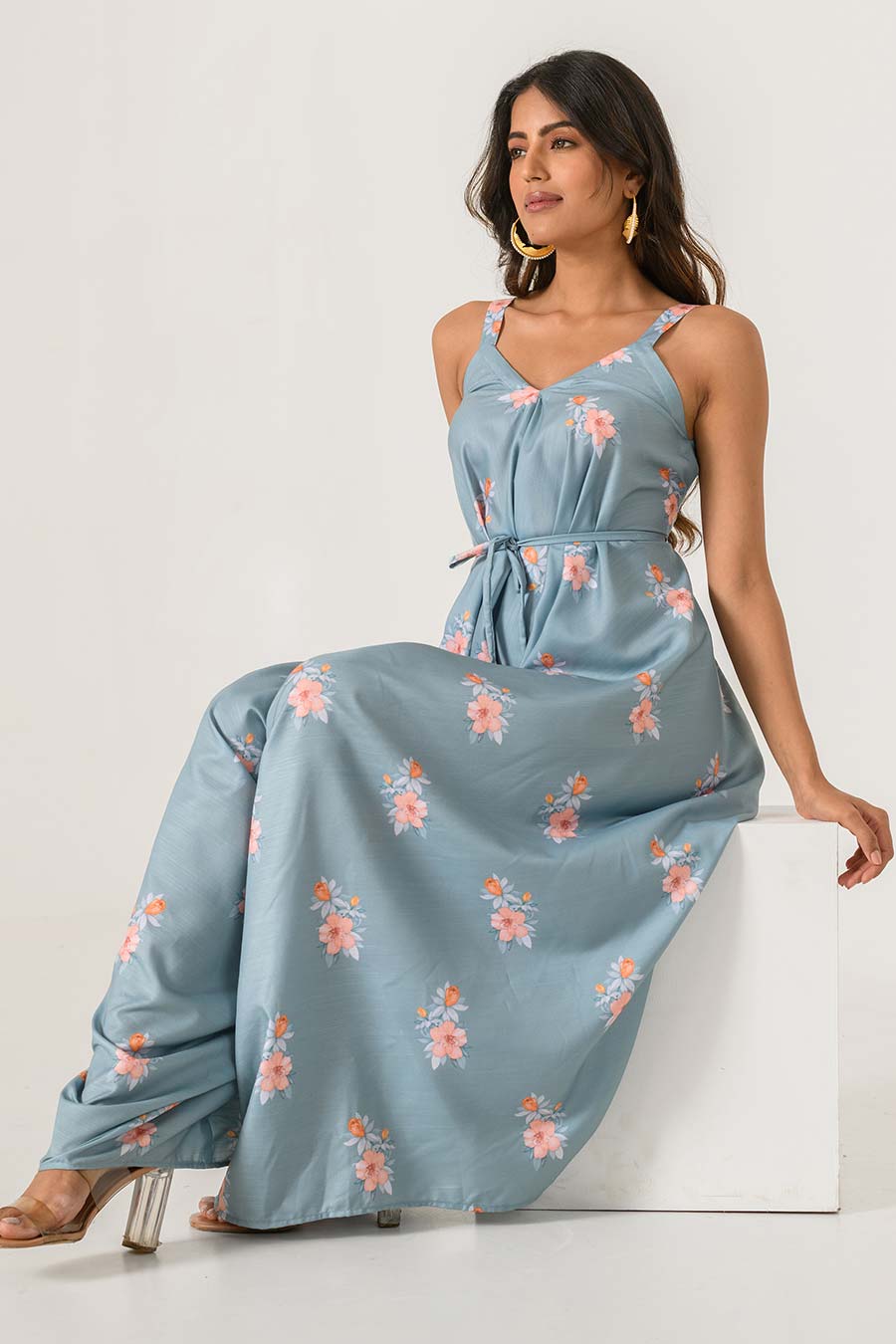 Blue Printed Palazzo Jumpsuit