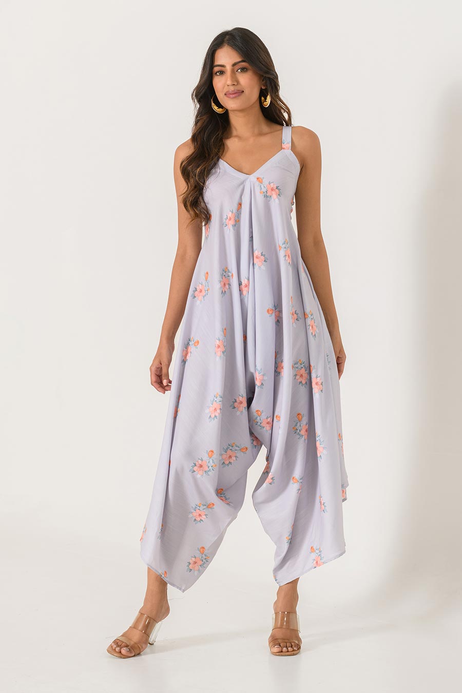 Grey Printed Palazzo Jumpsuit