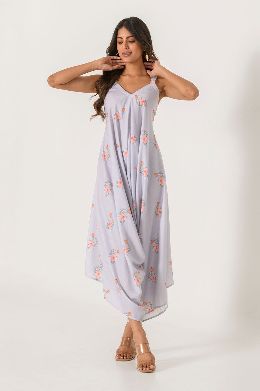 Grey Printed Palazzo Jumpsuit