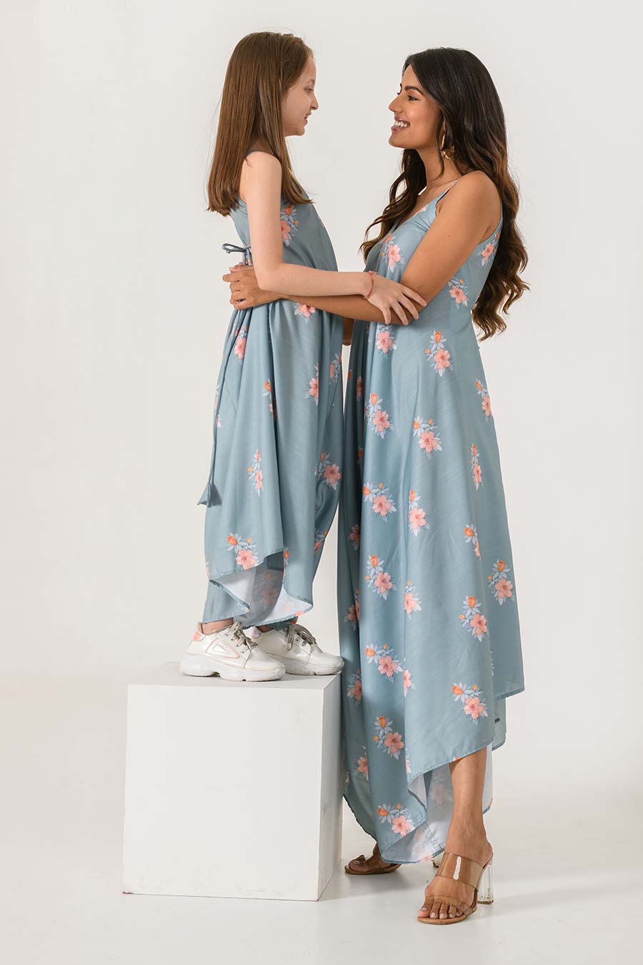 Mother-Daughter Blue Printed Palazzo Jumpsuit