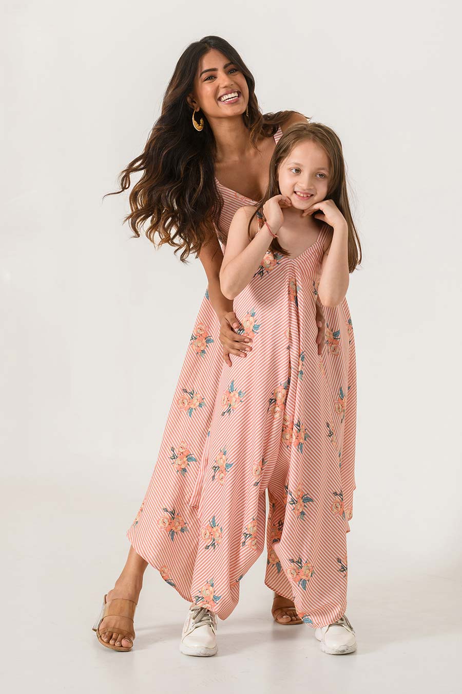Mother-Daughter Orange Striped Palazzo Jumpsuit