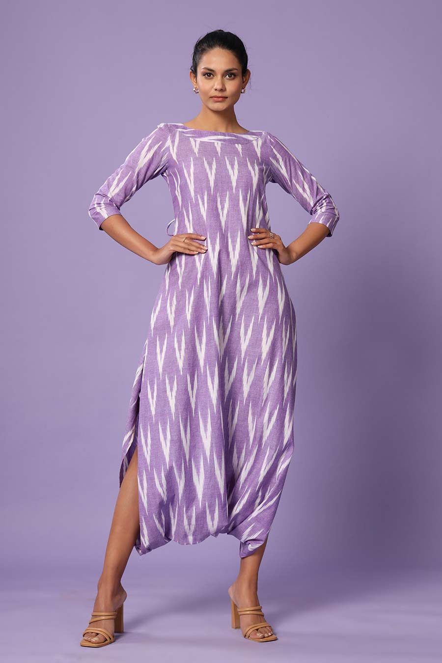 Purple Ikat Dhoti Jumpsuit