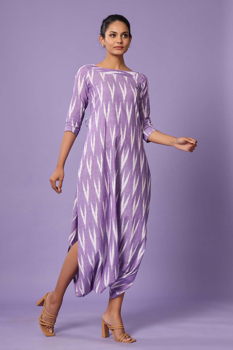 Purple Ikat Dhoti Jumpsuit