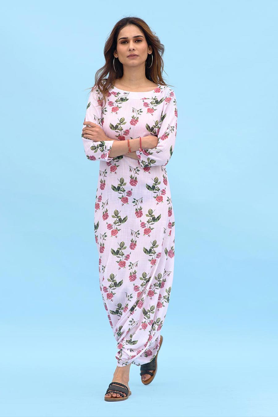 Pink Floral Dhoti Jumpsuit