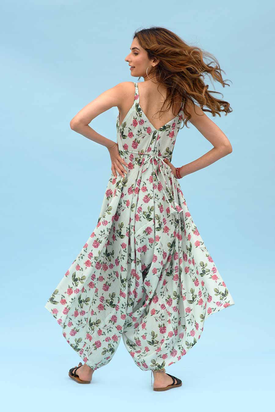 Sage Floral Dhoti Jumpsuit