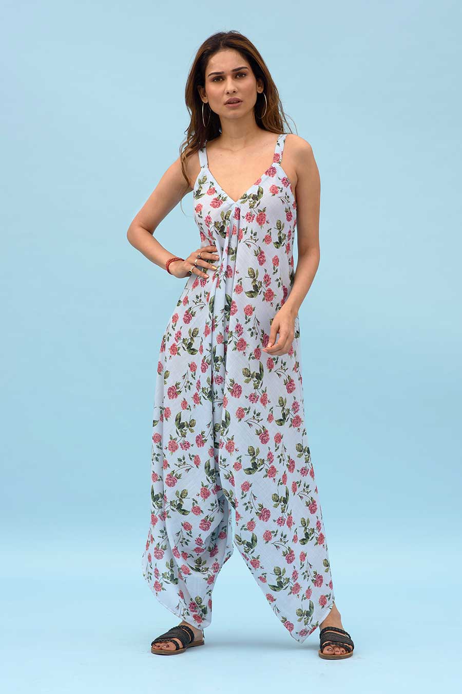 Blue Floral Palazzo Jumpsuit