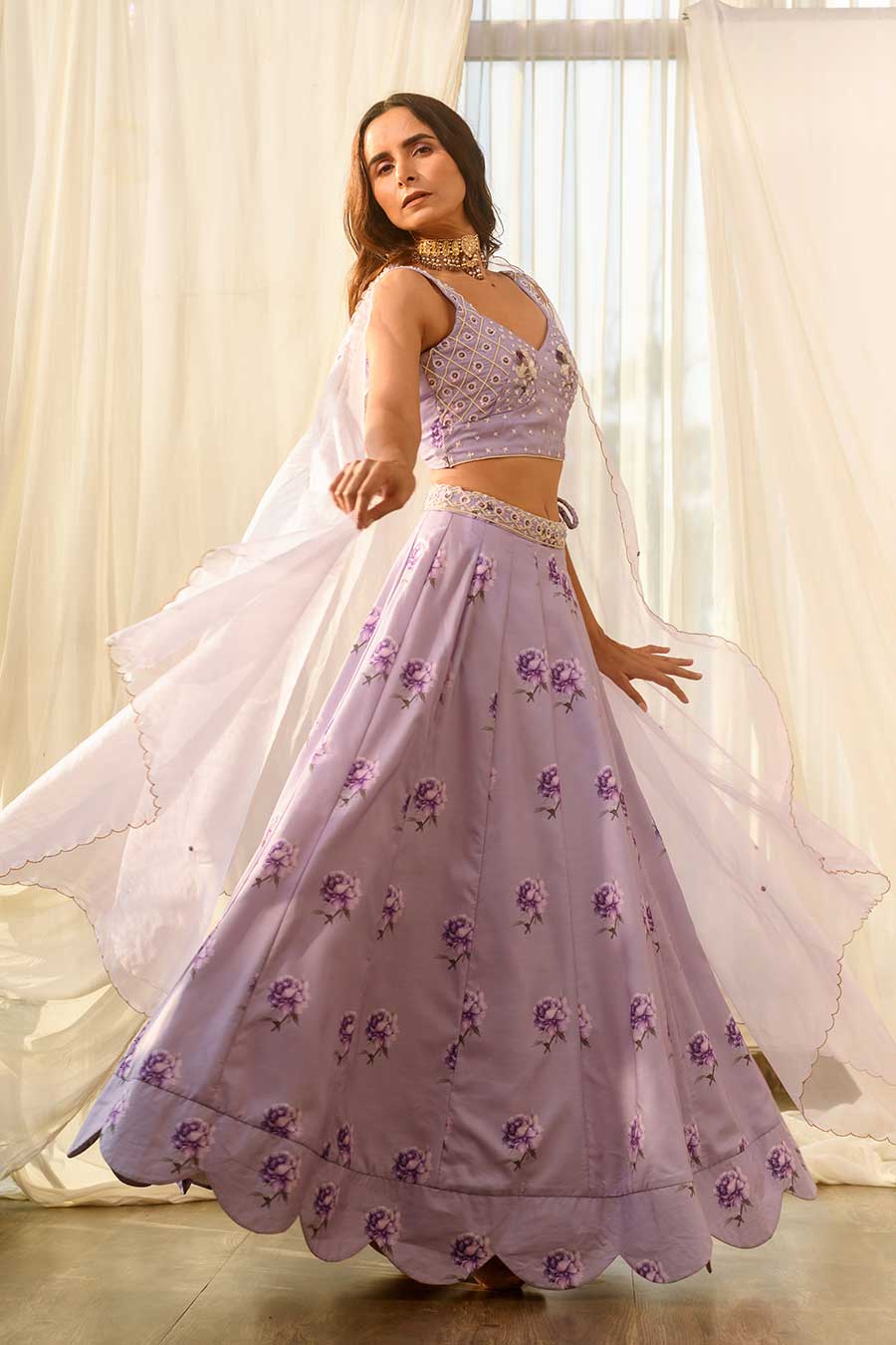 Lilac Sequins Kali Lehenga Set