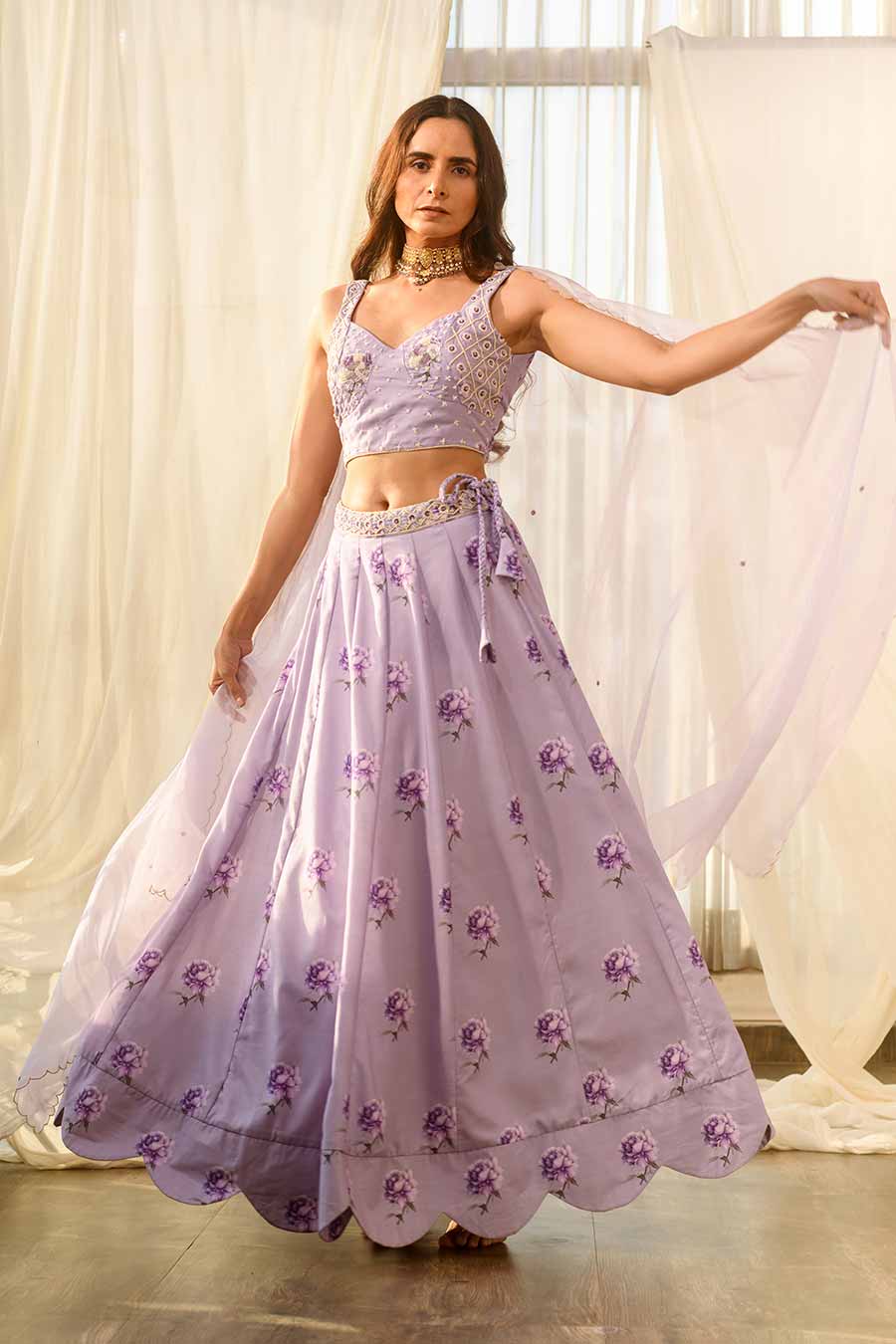 Lilac Sequins Kali Lehenga Set