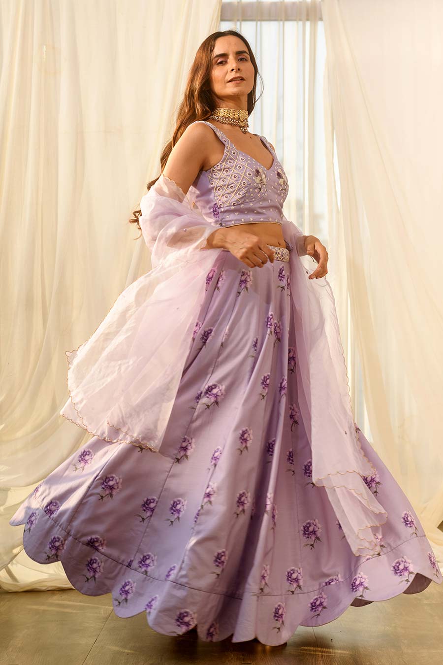 Lilac Sequins Kali Lehenga Set