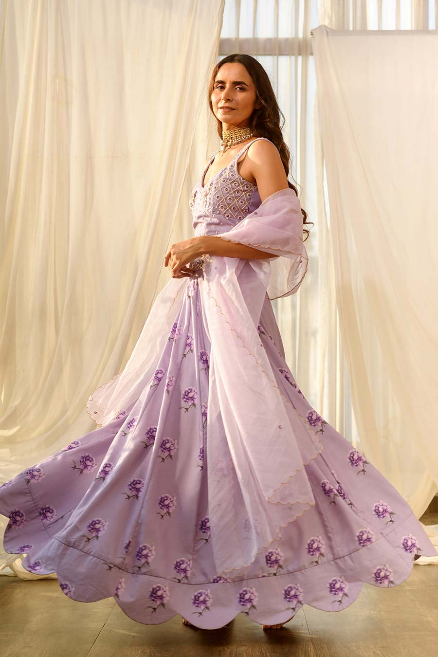 Lilac Sequins Kali Lehenga Set