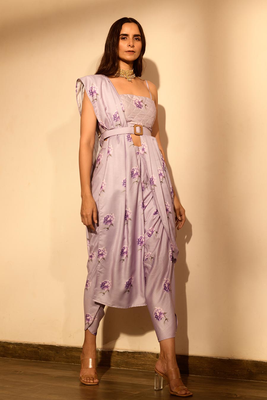 Lilac Blouse Saree & Dhoti Pants