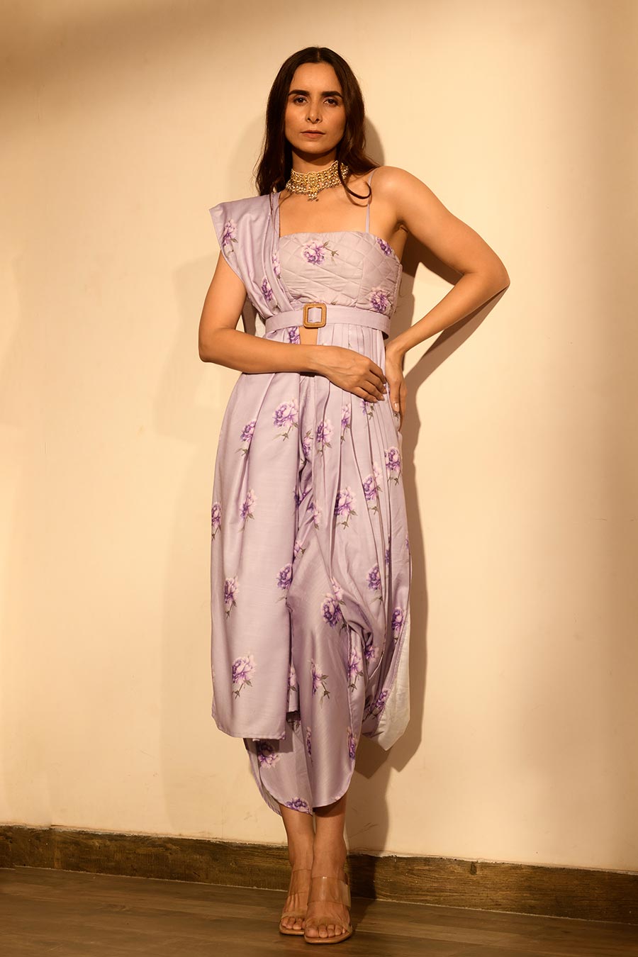 Lilac Blouse Saree & Dhoti Pants