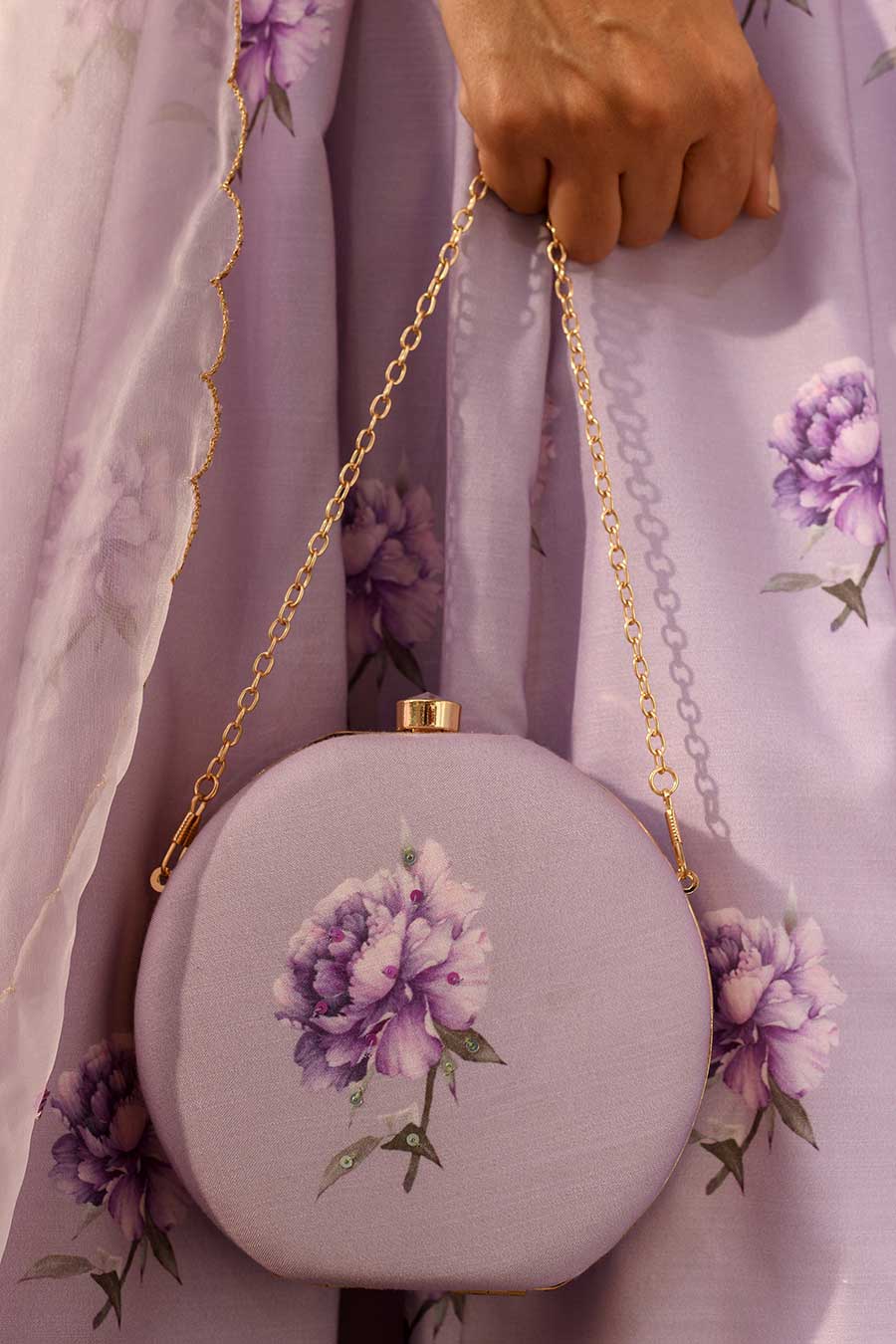 Lilac Printed Clutch