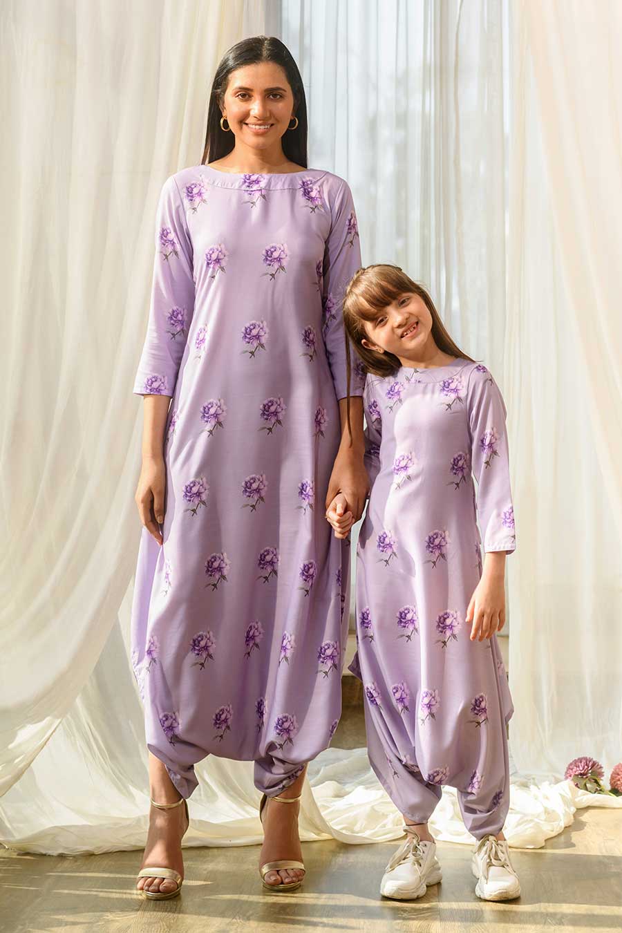Mother Daughter Lilac Dhoti Jumpsuit