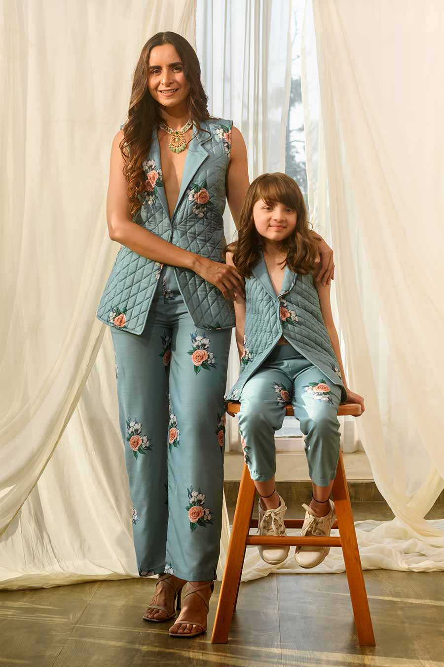 Mother Daughter Teal Pant Suit Set