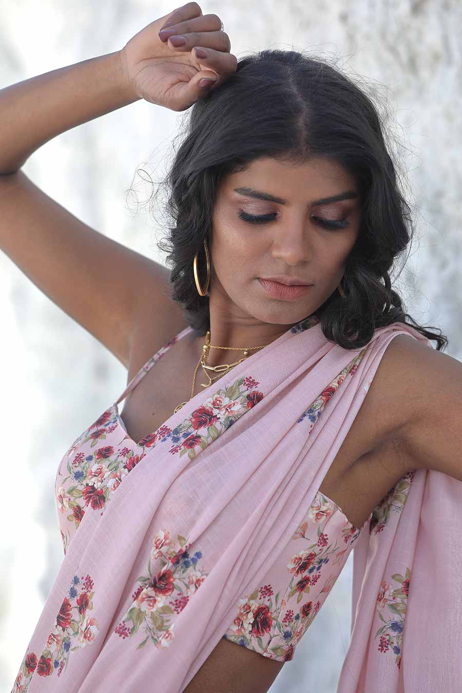 Carnation Pink Saree Set