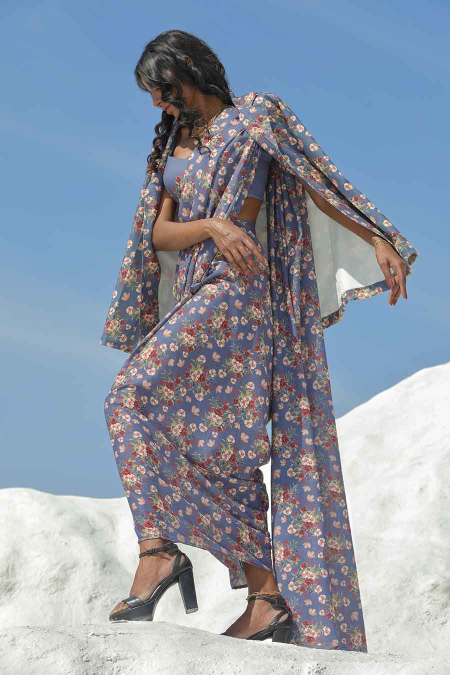 Persian Blue Saree Set