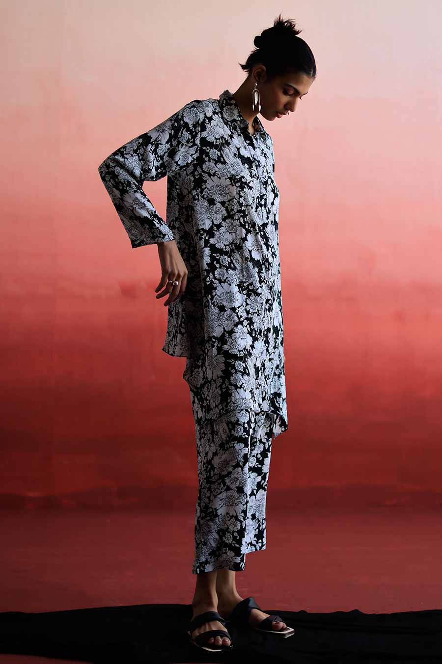 QIAN - Low Back Shirt & Pant Co-Ord Set