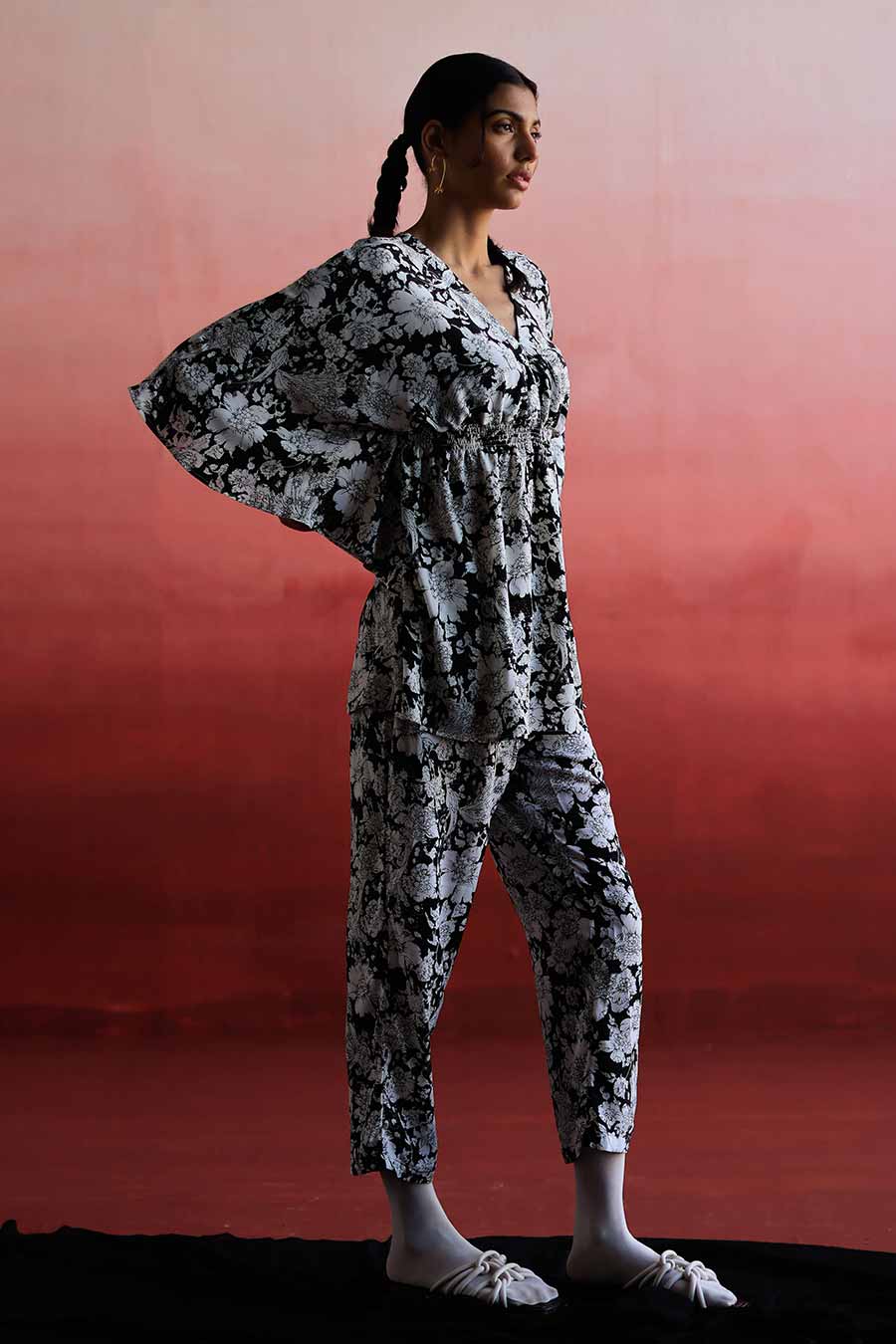 QIAN - Smocking Top & Pant Co-Ord Set