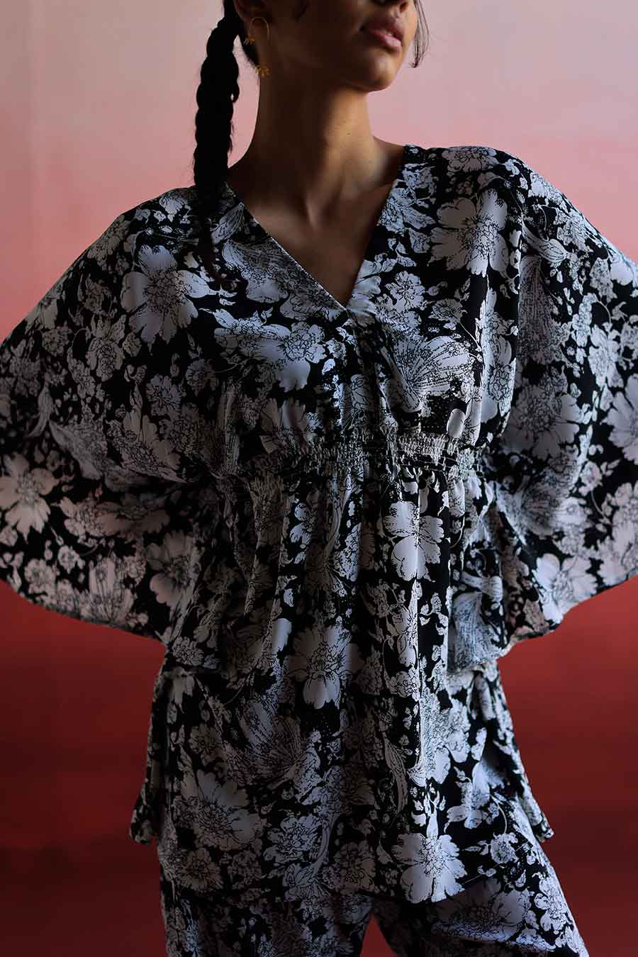 QIAN - Smocking Top & Pant Co-Ord Set