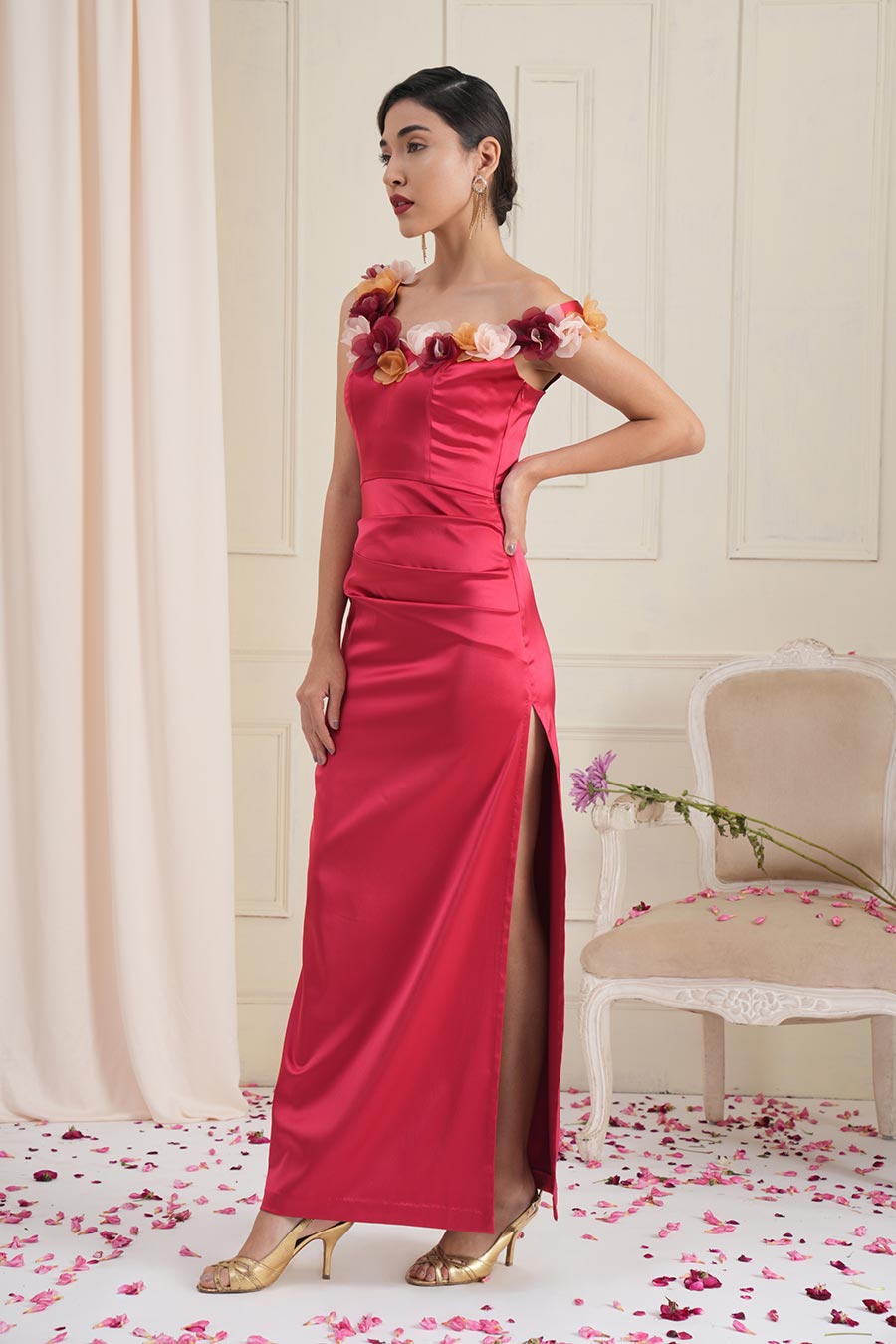 Red Embellished Gown