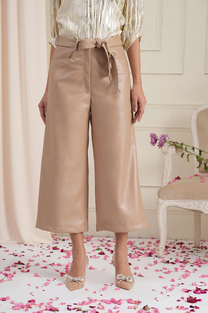 Shop Beige Leather Pants by RADKA at House of Designers – HOUSE OF DESIGNERS