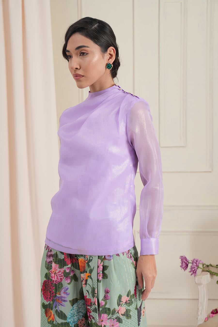 Lilac Pleated Top