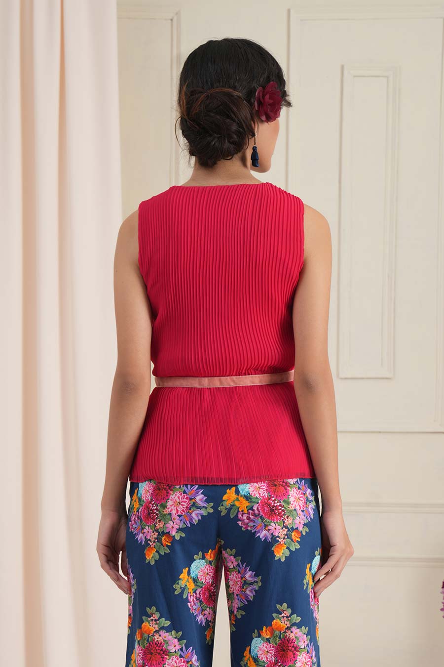 Red Pleated Top