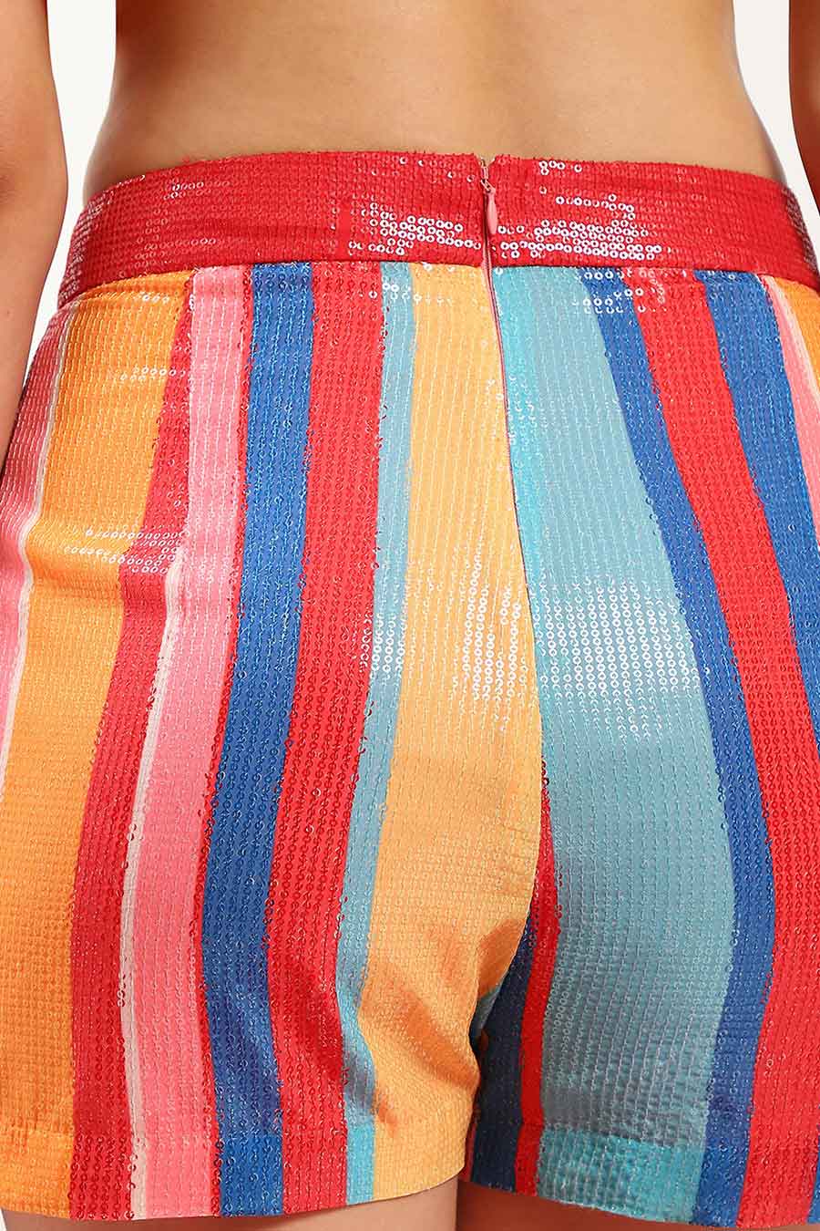 Multicolour Stripe Sequin Shorts