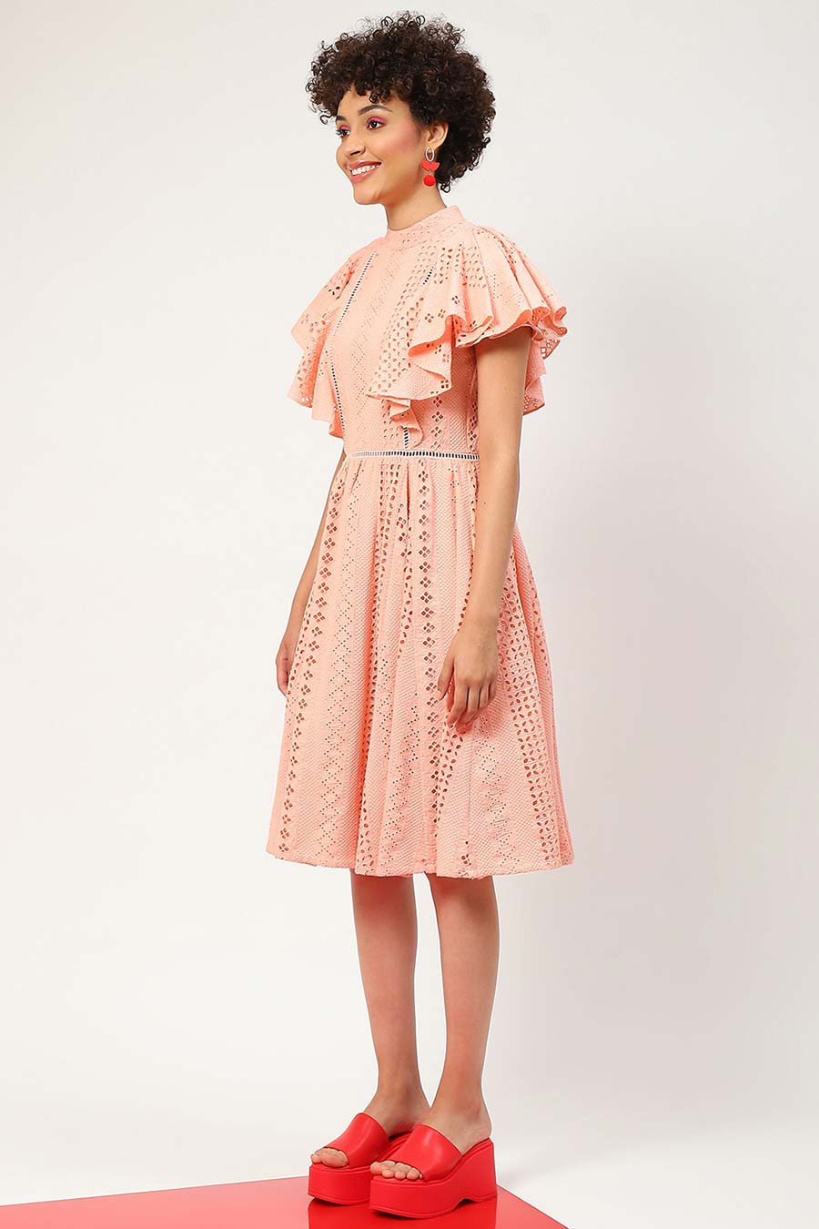 Pink Schiffli Embroidered Dress